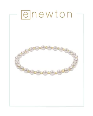 E Newton Classic Grateful Pattern Bead Bracelet - Pearl