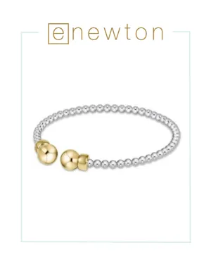E Newton Classic Sterling Mixed Metal 3mm Bead Cuff - Gold