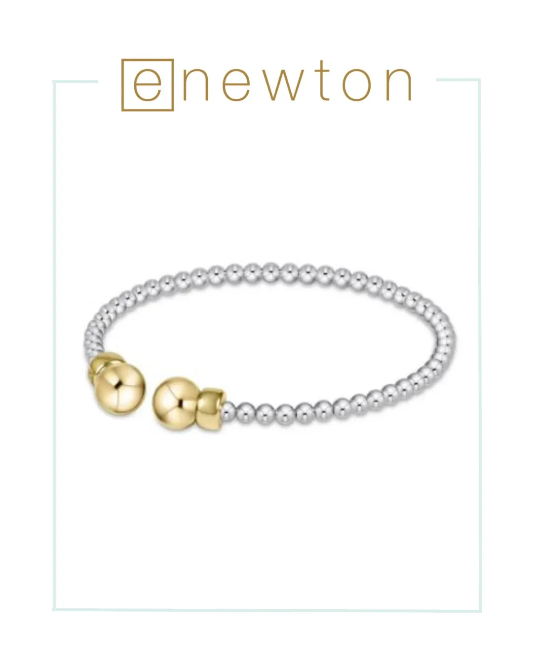 E Newton Classic Sterling Mixed Metal 3mm Bead Cuff - Gold