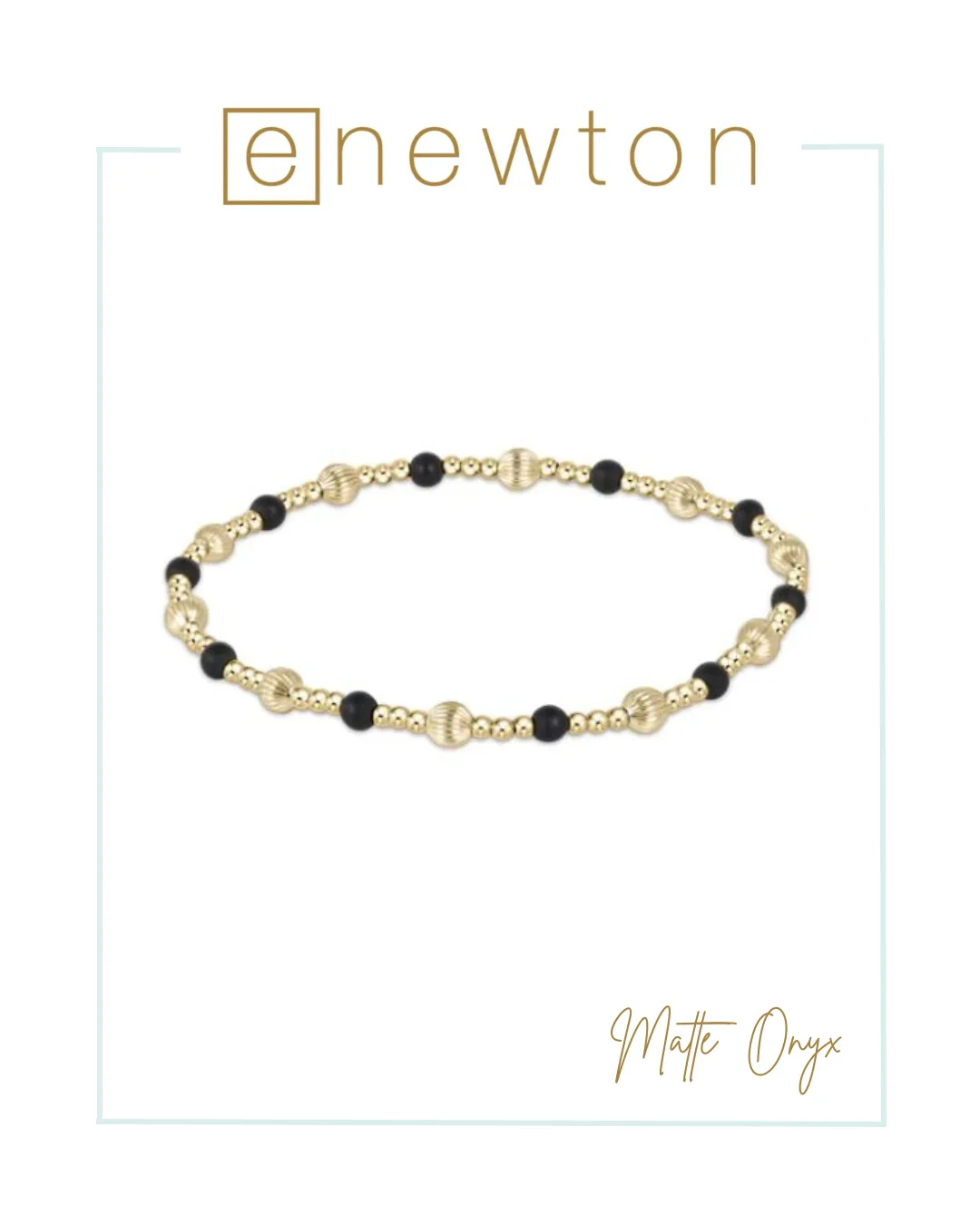 E Newton Dignity Sincerity Pattern 4mm Bead Bracelet - Matte Onyx