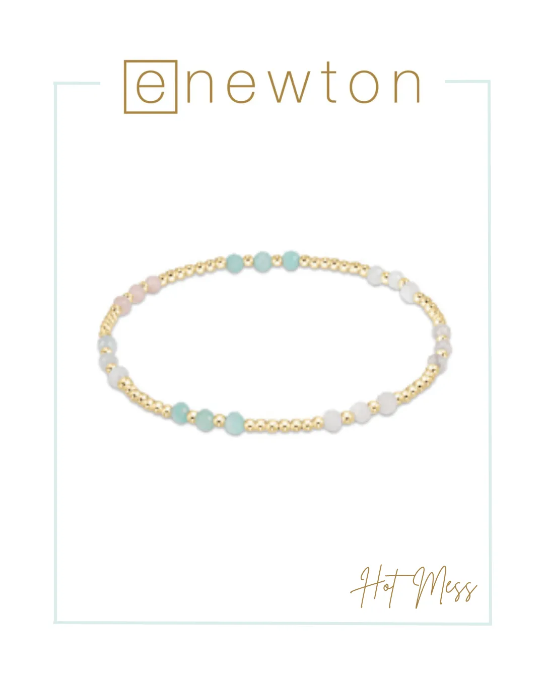 E Newton Gemstone Gold Joy Pattern 3mm Bead Bracelet