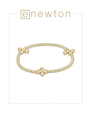 E Newton Signature Cross Gold Pattern 2.5mm Bead Bracelet - Classic Beaded Signature Cross Gold - 4mm Bead Gold