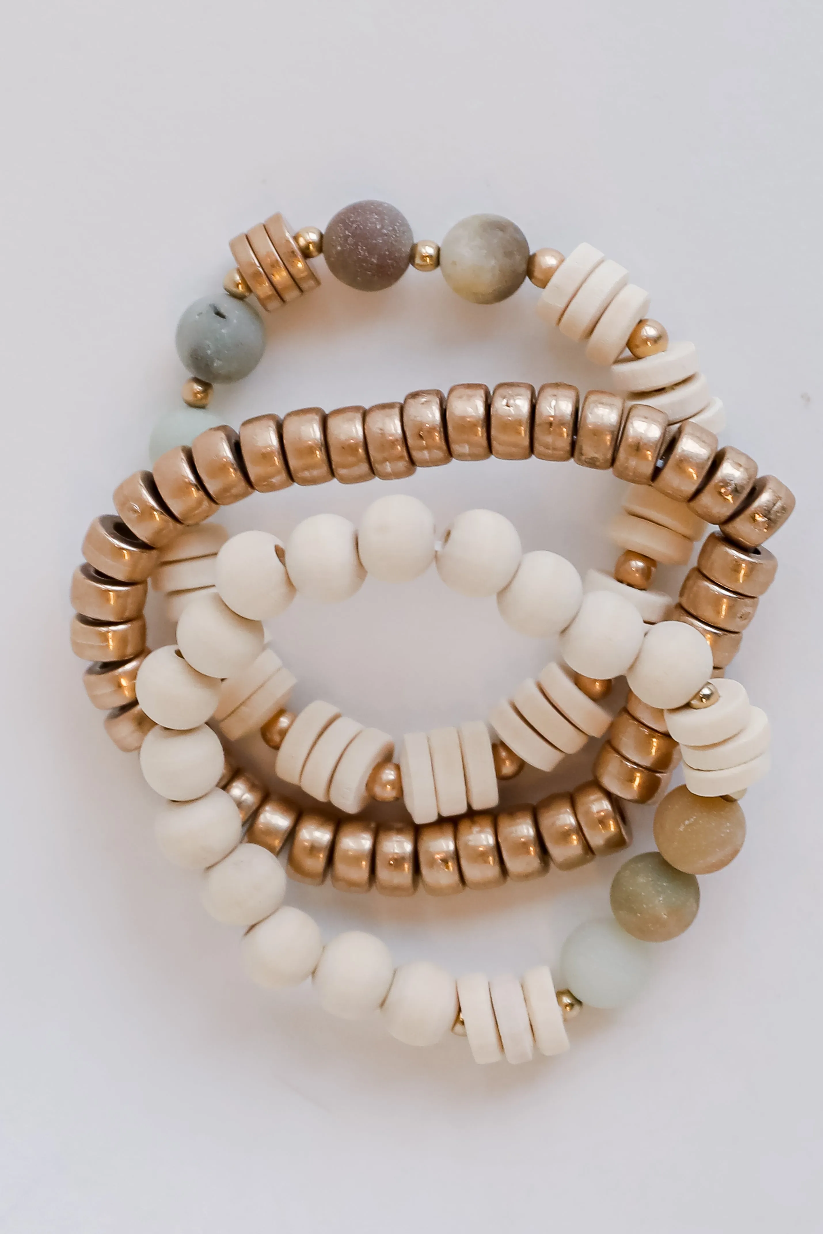 FINAL SALE - Cora Mint Beaded Bracelet Set
