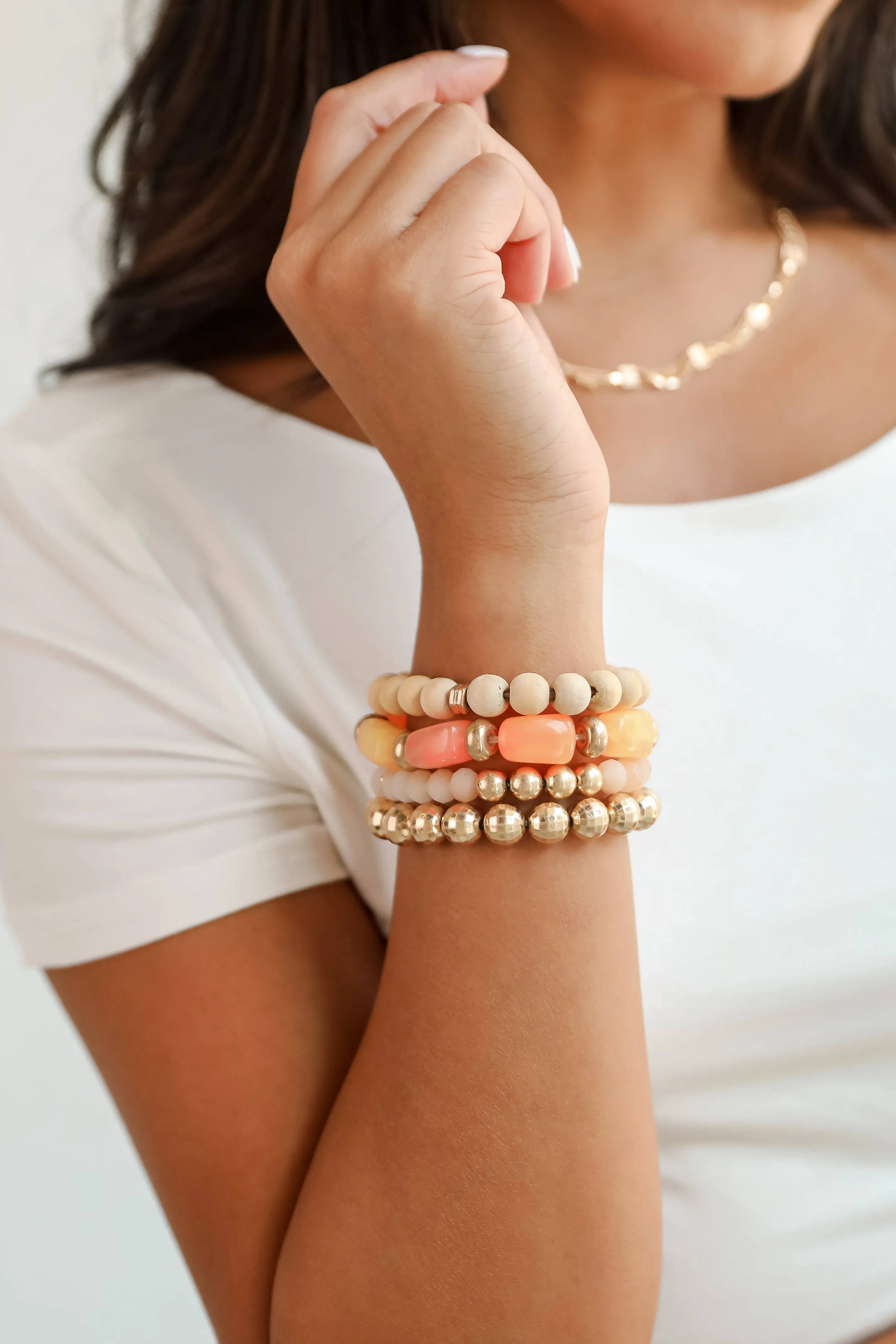 FINAL SALE - Ellie Orange Beaded Bracelet Set
