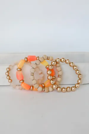 FINAL SALE - Ellie Orange Beaded Bracelet Set