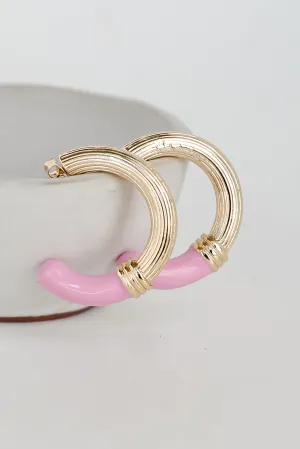 FINAL SALE - Erin Light Pink Hoop Earrings