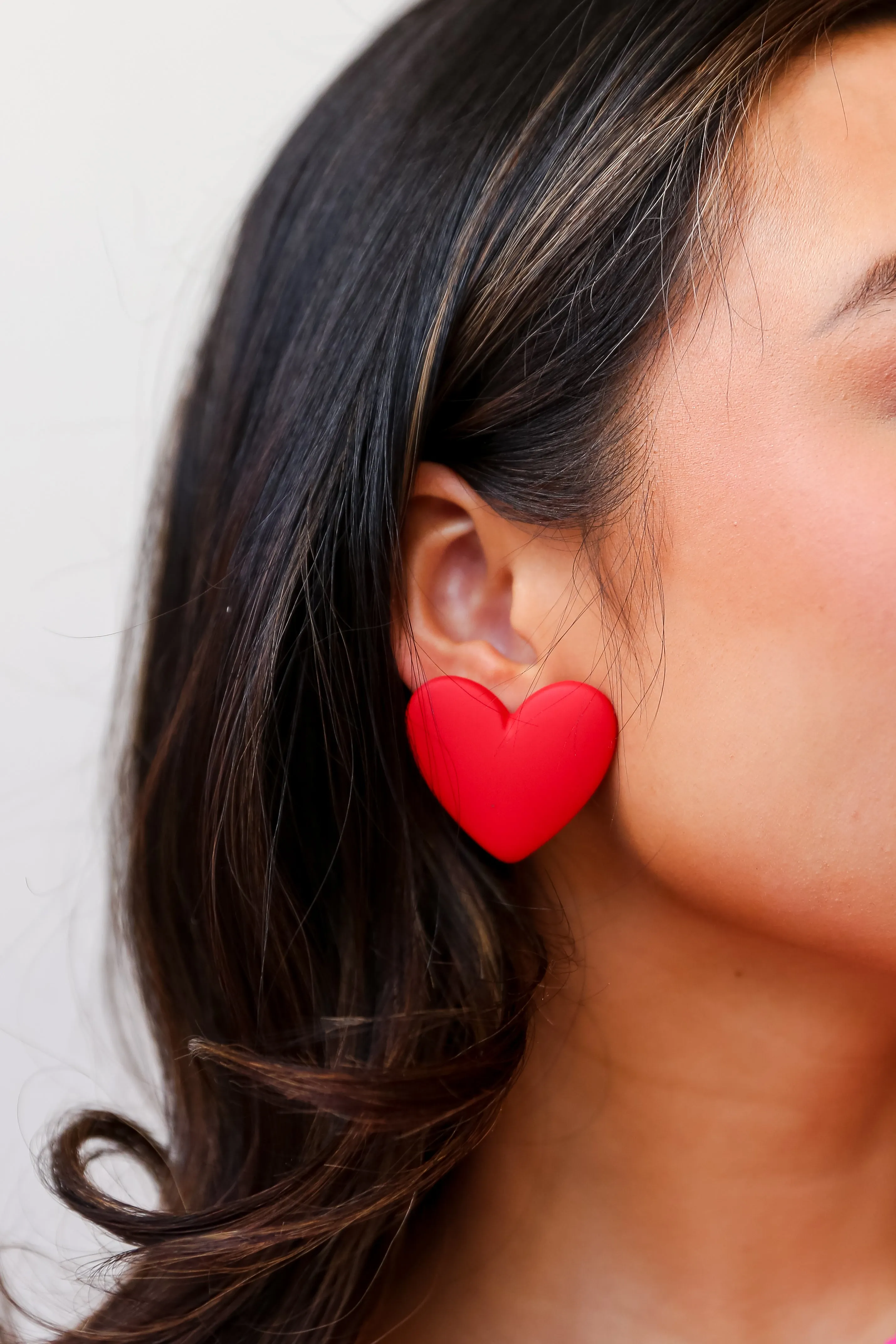 FINAL SALE - Lucy Red Heart Stud Earrings