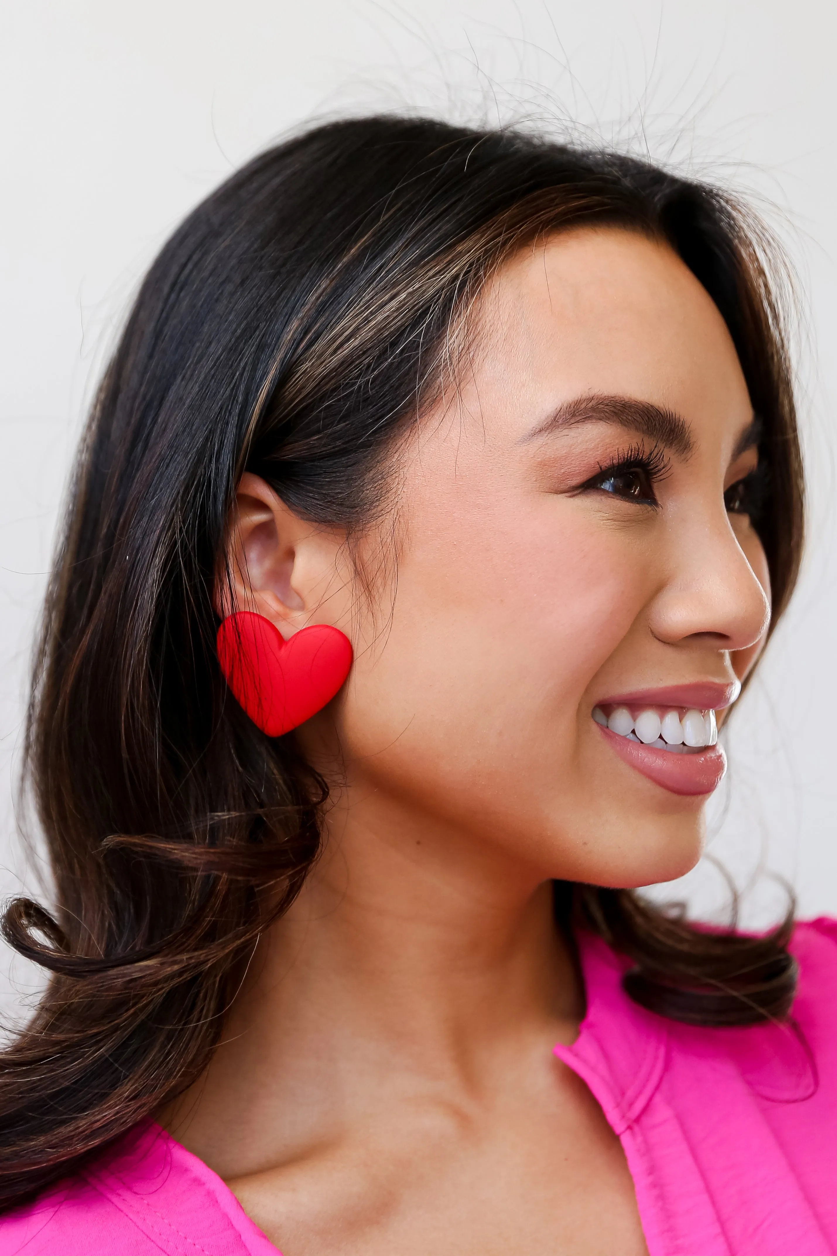 FINAL SALE - Lucy Red Heart Stud Earrings