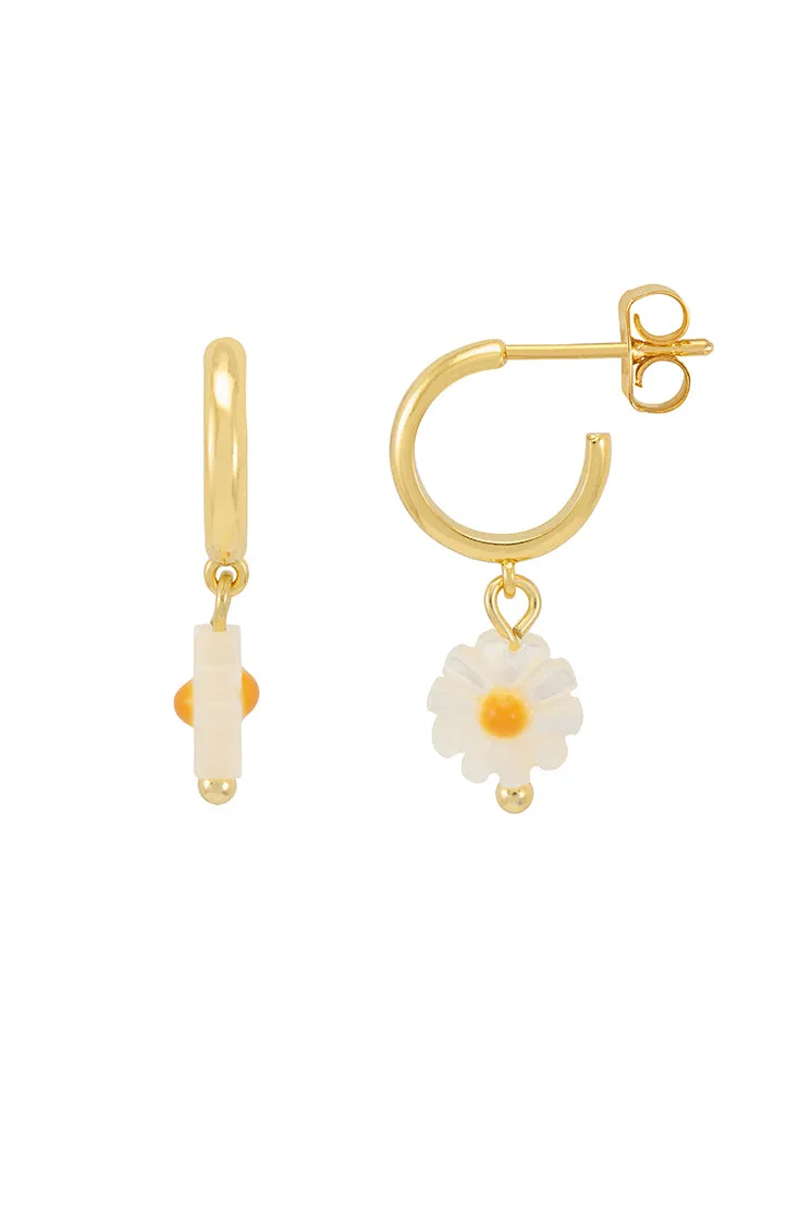 Flower Shell Hoop Earrings