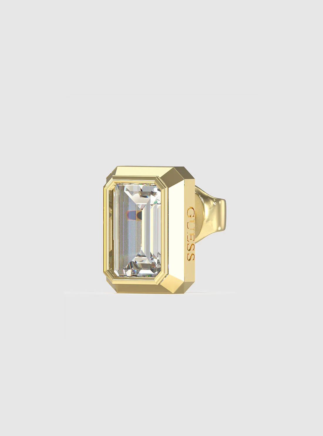 Gold Crystal Octagon Stud Earrings