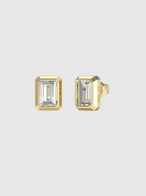 Gold Crystal Octagon Stud Earrings