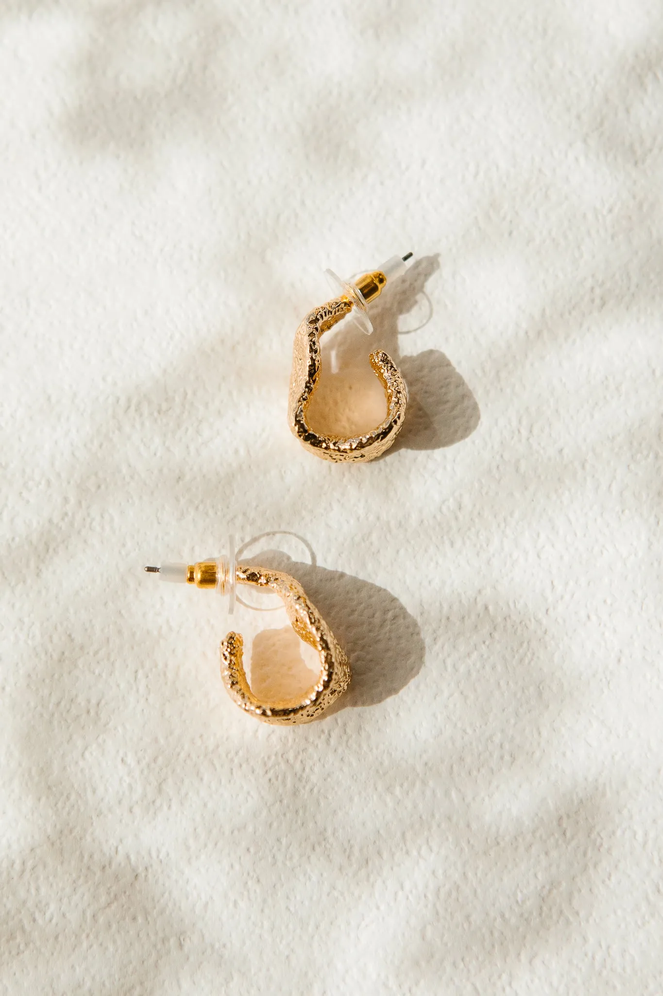 Gold Glitter Sand Hoop Earrings