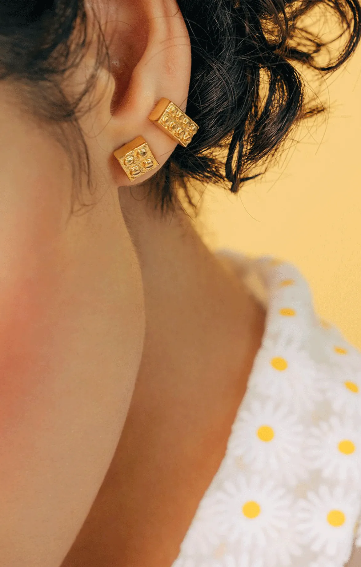 Gold Lego Single Stud Earring