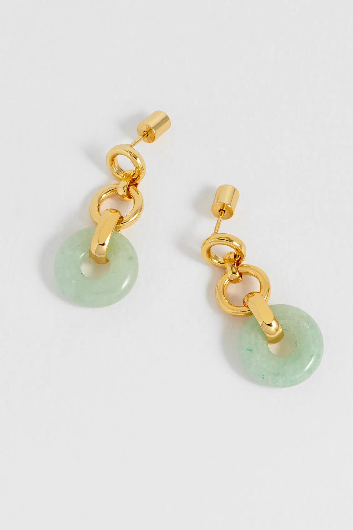 Green Quartz Graduated Round Link Drop Earrings