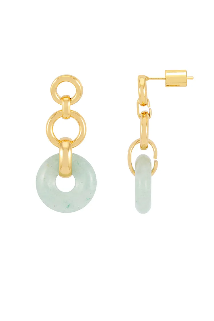 Green Quartz Graduated Round Link Drop Earrings