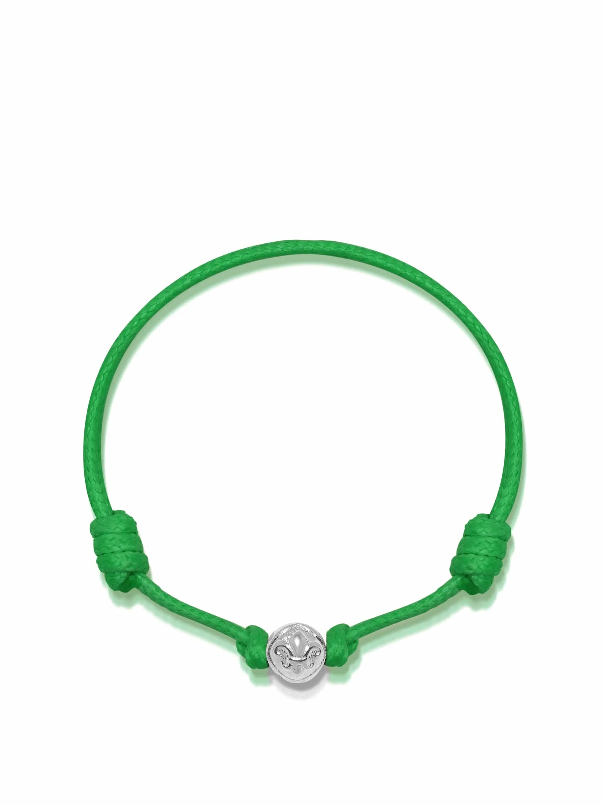 Green String Bracelet with Silver