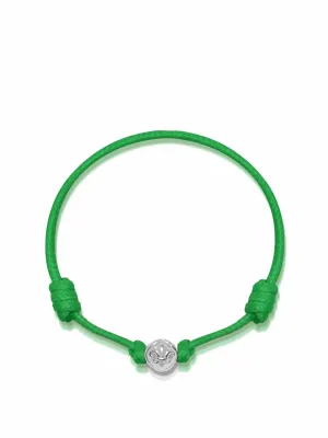 Green String Bracelet with Silver