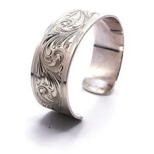 Herb Gansheimer Engraved Sterling Silver Cuff Bracelet 0.75
