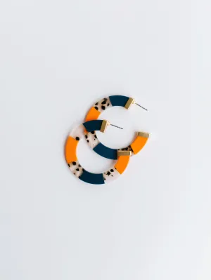 Melody Earrings | Navy   Orange