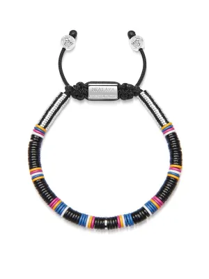 Men's Beaded Bracelet with Black Disc Beads