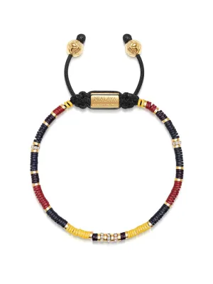 Men's Beaded Bracelet with Black, Yellow and Red Mini Disc Beads