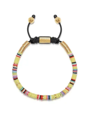 Men's Beaded Bracelet with Lemon Yellow Disc Beads and Gold