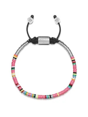 Men's Beaded Bracelet with Pink Mini Disc Beads