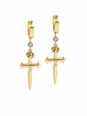 Men's Skyfall Sword Earrings in Gold