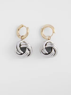 Metal Knot Huggie Hoop Earrings