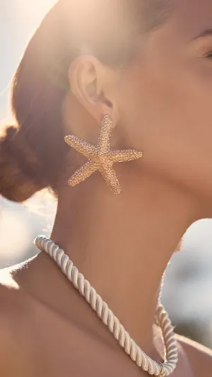 Metal Starfish Earrings - Gold