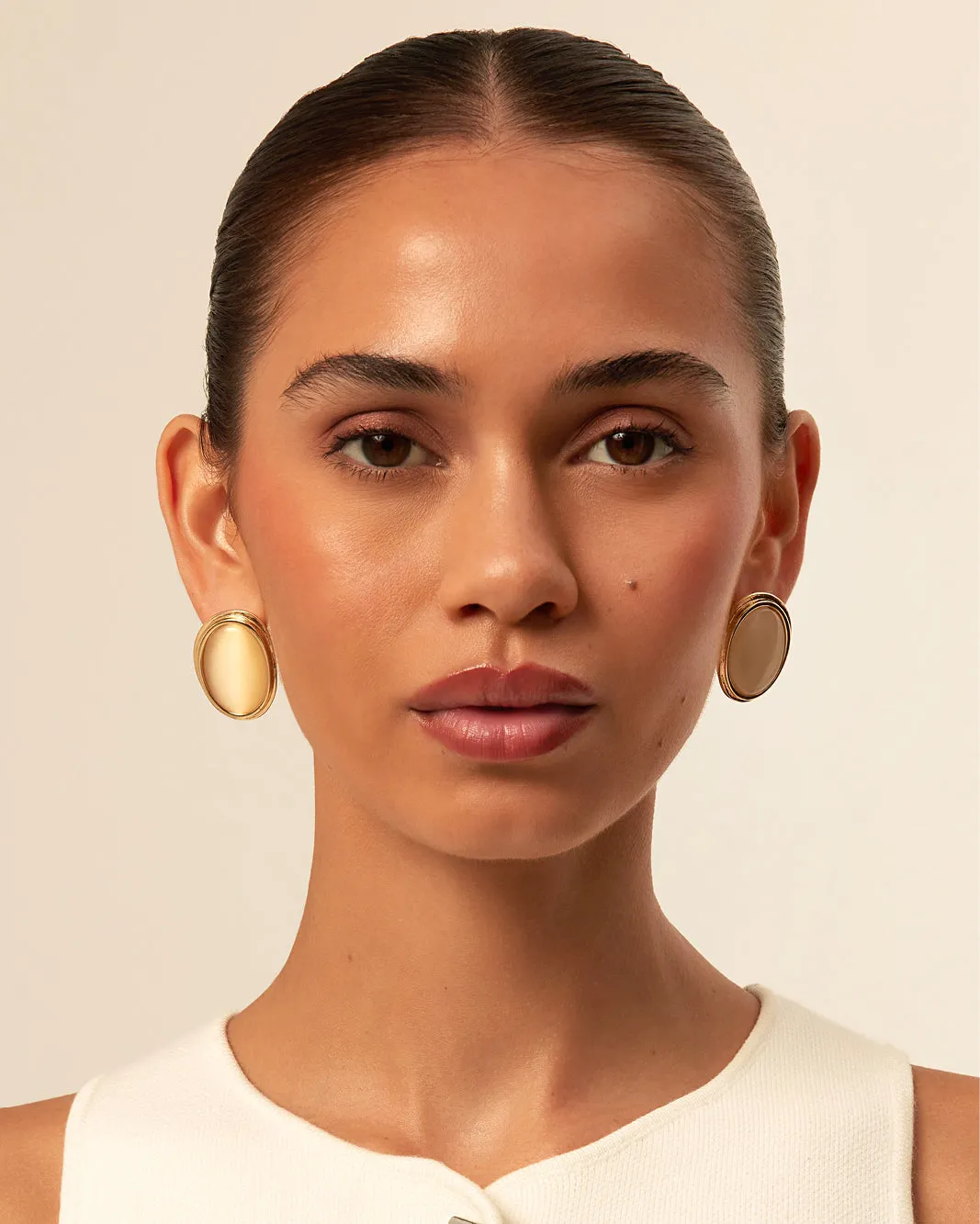 MILLIE EARRINGS - GOLD-CREAM TORT