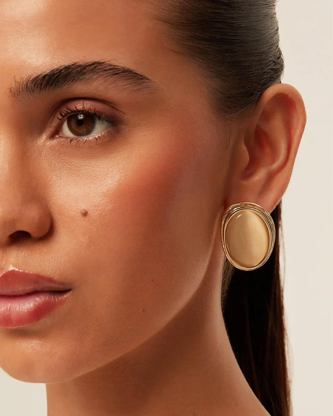 MILLIE EARRINGS - GOLD-CREAM TORT