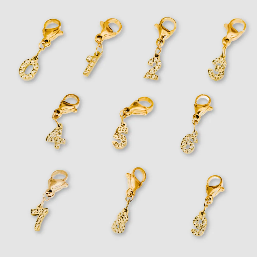 Number Charm Bar Chanelle Charms  - WATERPROOF