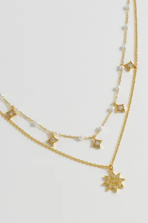 Pearl Star Double Chain Necklace