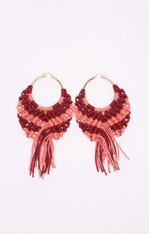 Pink & Red Handwoven Earrings