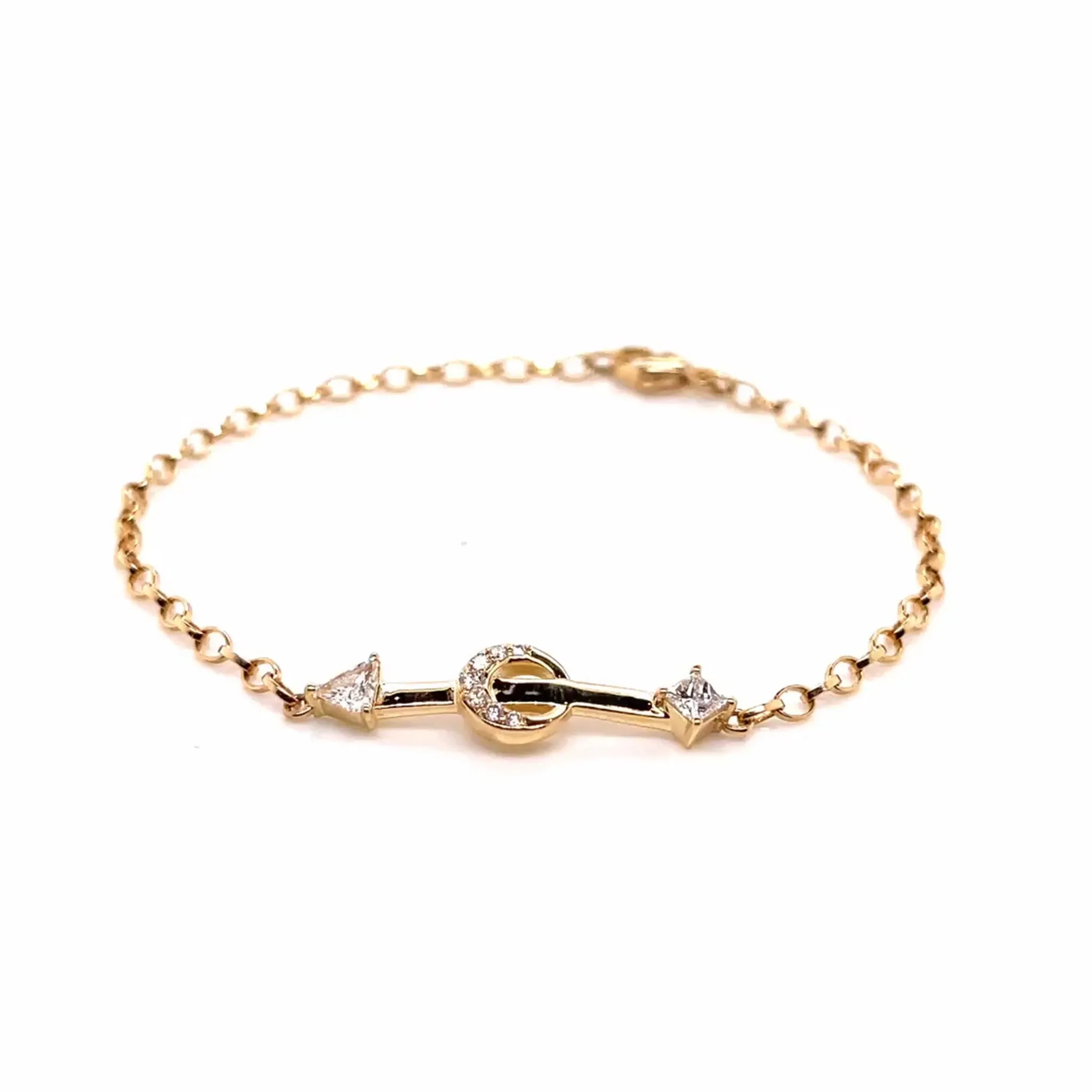 "Strength" Arrow and Diamond Petite Poesy Bracelet