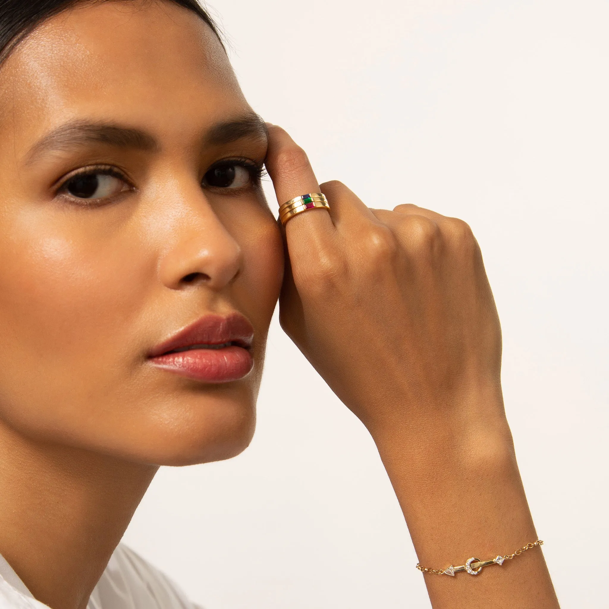 "Strength" Arrow and Diamond Petite Poesy Bracelet
