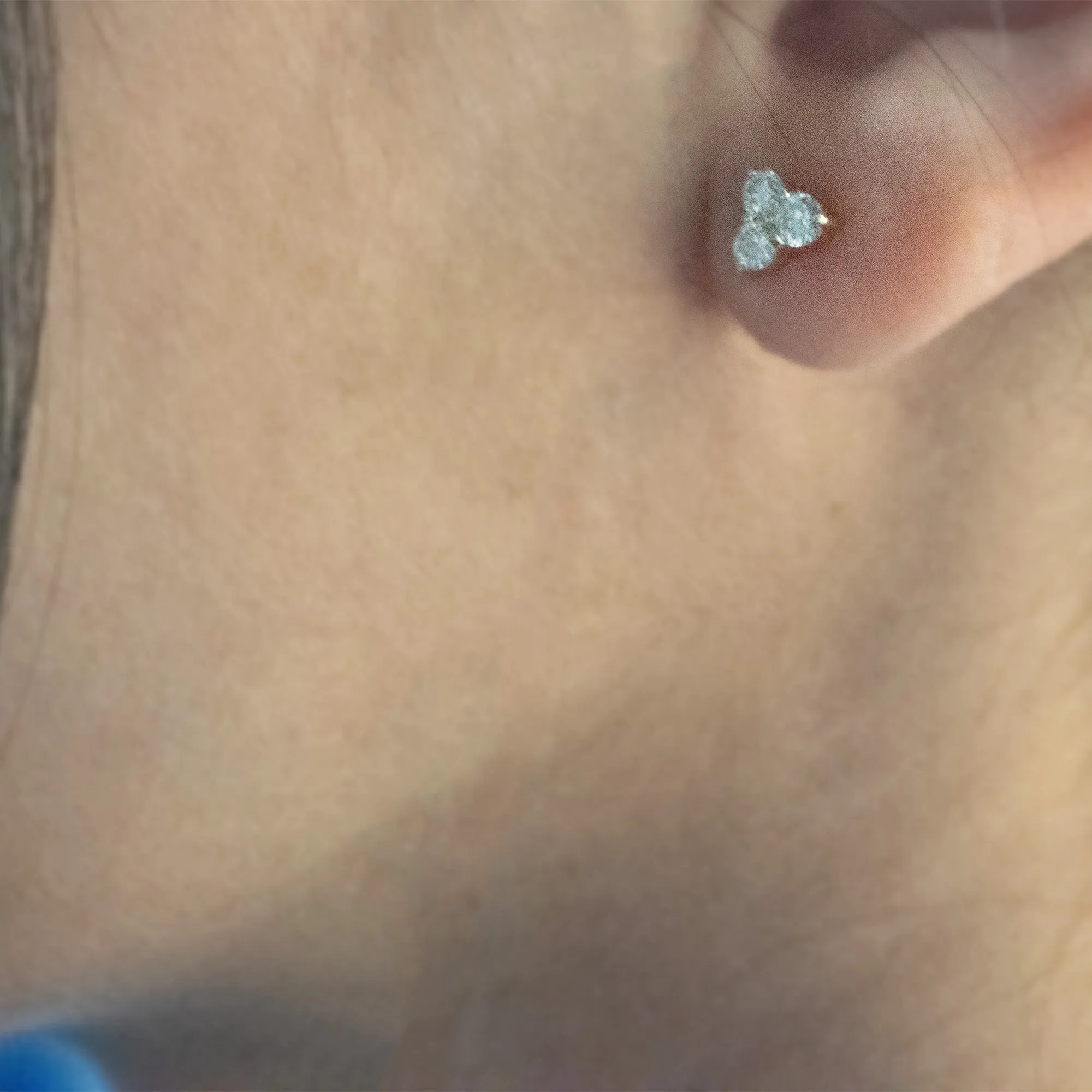 Reclaimed 18k Yellow Gold and Diamond Earrings, 3 Diamonds