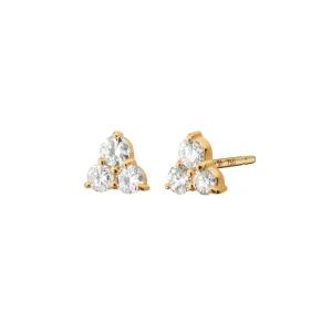 Reclaimed 18k Yellow Gold and Diamond Earrings, 3 Diamonds