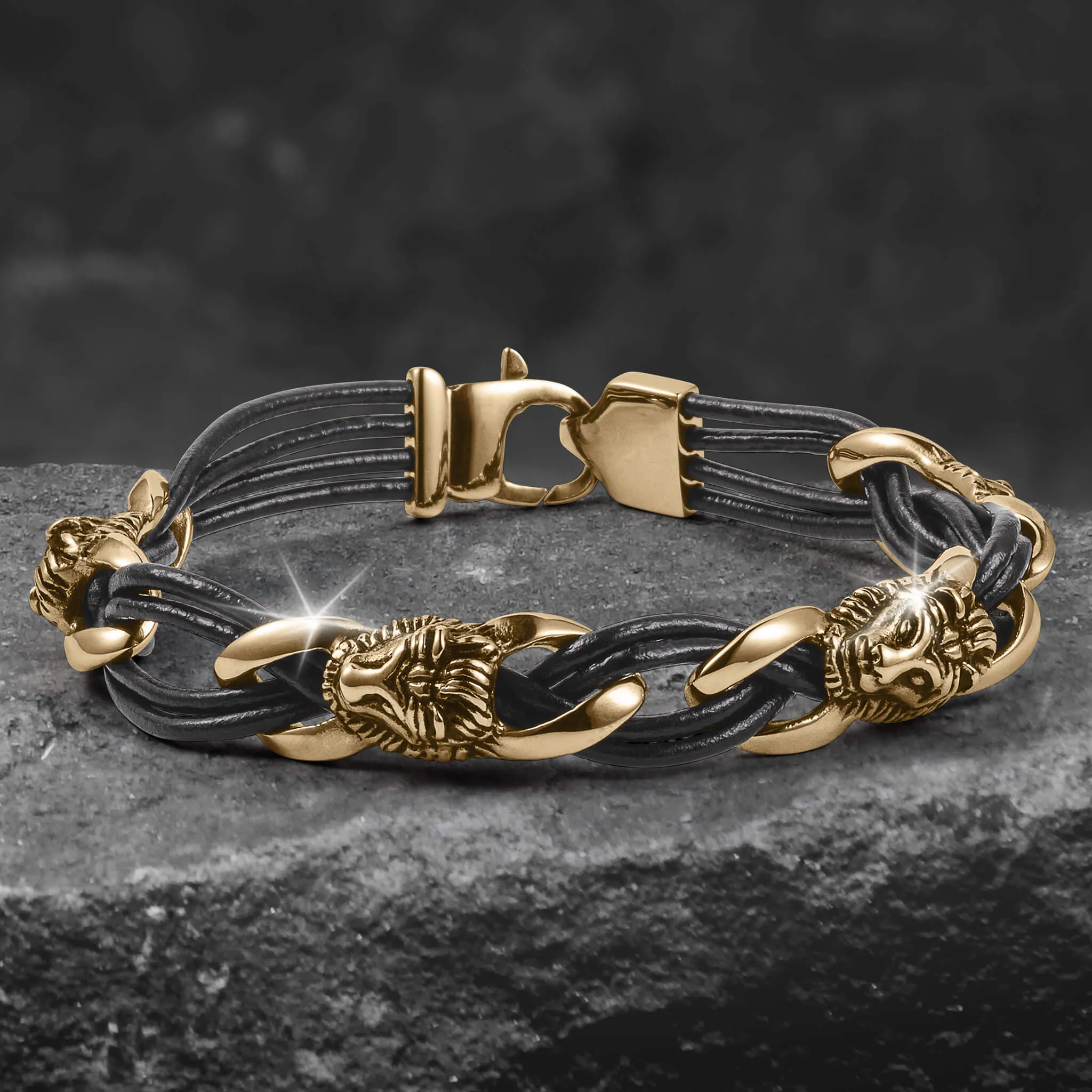 Roaring Gold Leather Bracelet