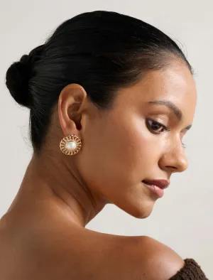Signature Prue Pearl and Chain Stud Earrings