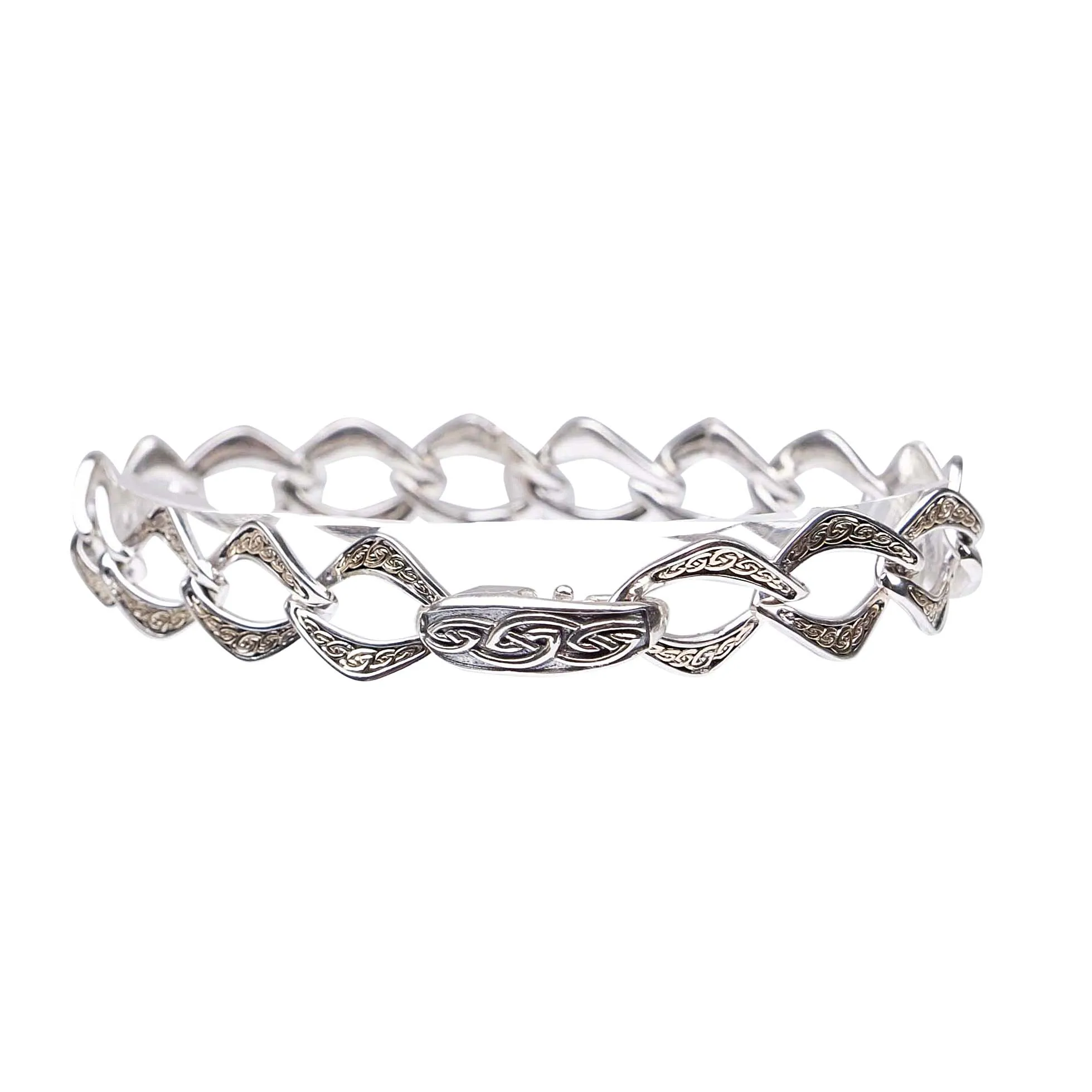 Silver and 10k Gold Celtic Knot Link Bracelet - Small