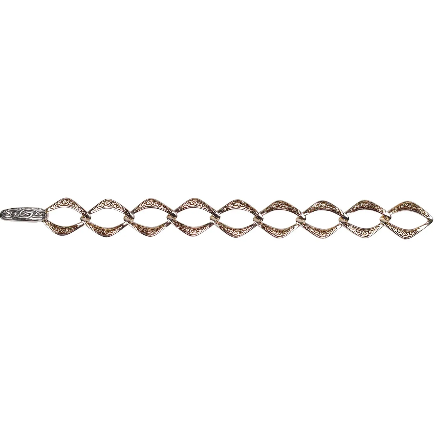 Silver and 10k Gold Celtic Knot Link Bracelet
