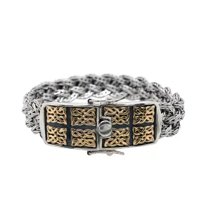Silver and 10k Gold Norse Forge Dragon Weave Bracelet
