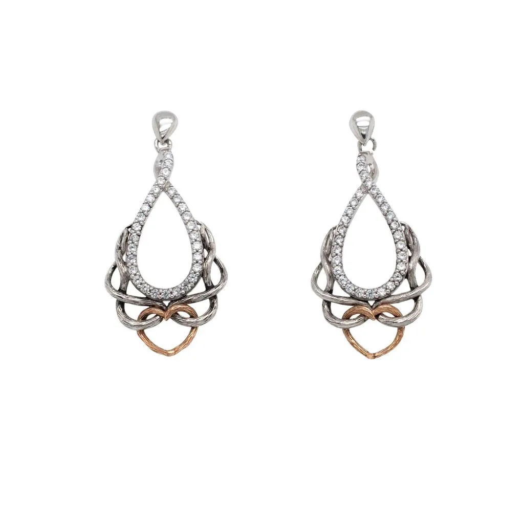 Silver and 10k Rose Gold Love's Chalice Post Earrings
