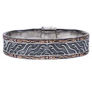 Silver and Bronze Cernunnos Ancient Celtic Coin Hinged Cuff - Large