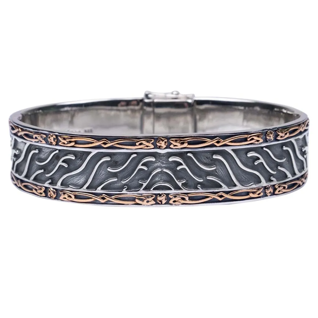 Silver and Bronze Cernunnos Ancient Celtic Coin Hinged Cuff - Large