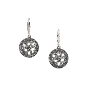 Silver Art Deco Trinity Leverback Earrings