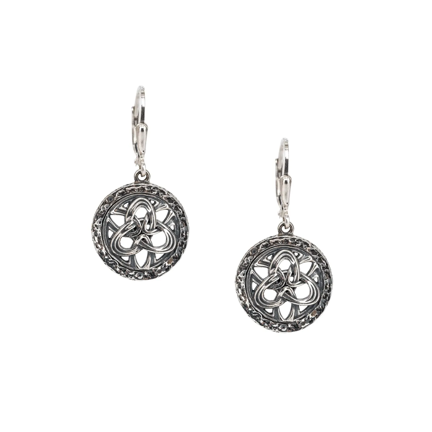 Silver Art Deco Trinity Leverback Earrings