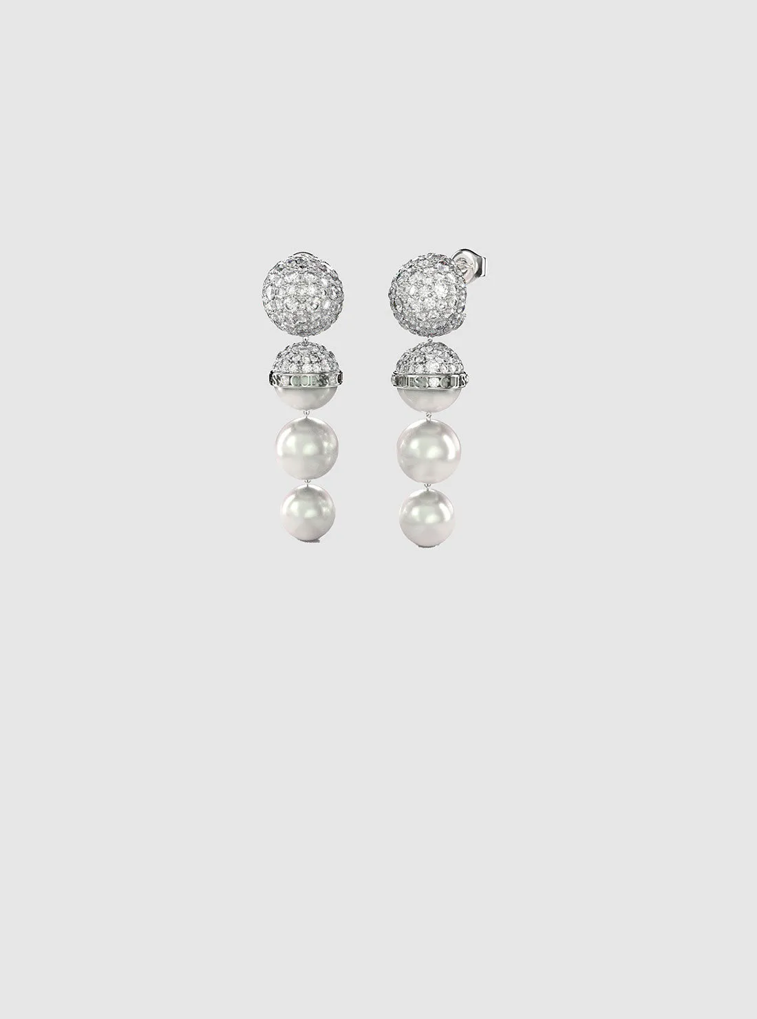 Silver Crystal Bead Earrings